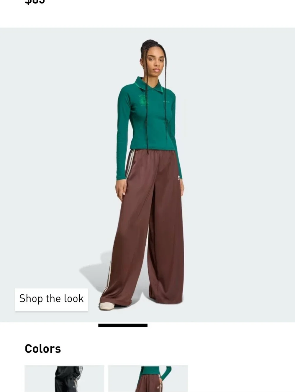 NWT ADIDAS SATIN WIDE LEG PANTS - Picture 3 of 5